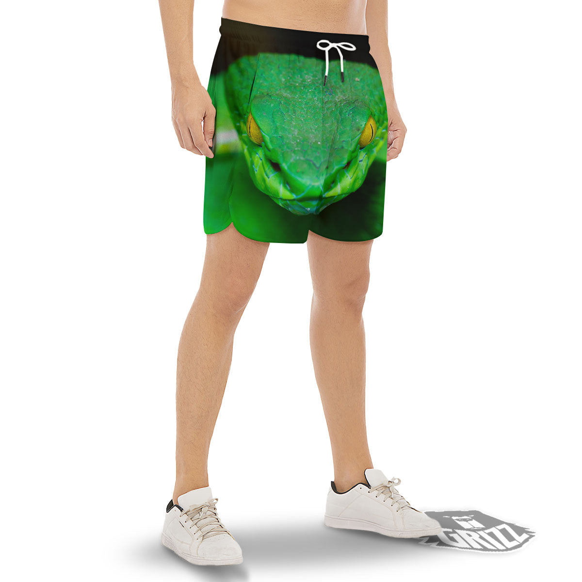 Pit Viper Green Print Men's Gym Shorts-grizzshop