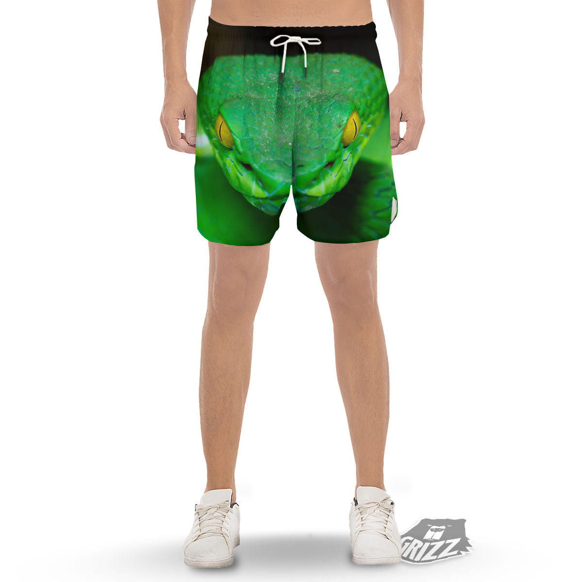 Pit Viper Green Print Men's Gym Shorts-grizzshop