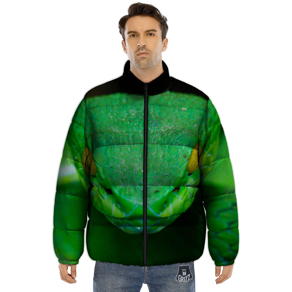 Pit Viper Green Print Puffer Jacket-grizzshop