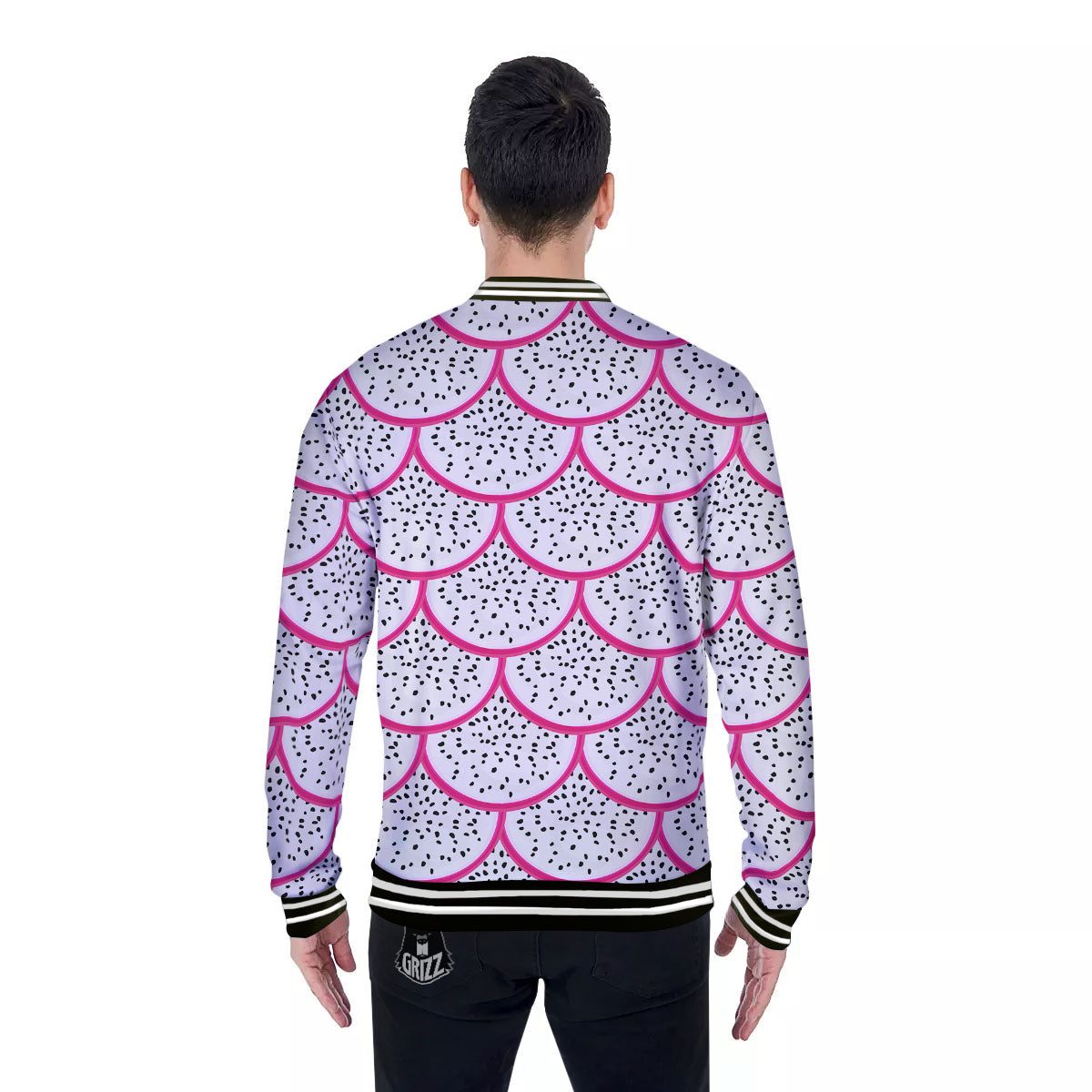 Pitaya Pattern Print Baseball Jacket-grizzshop