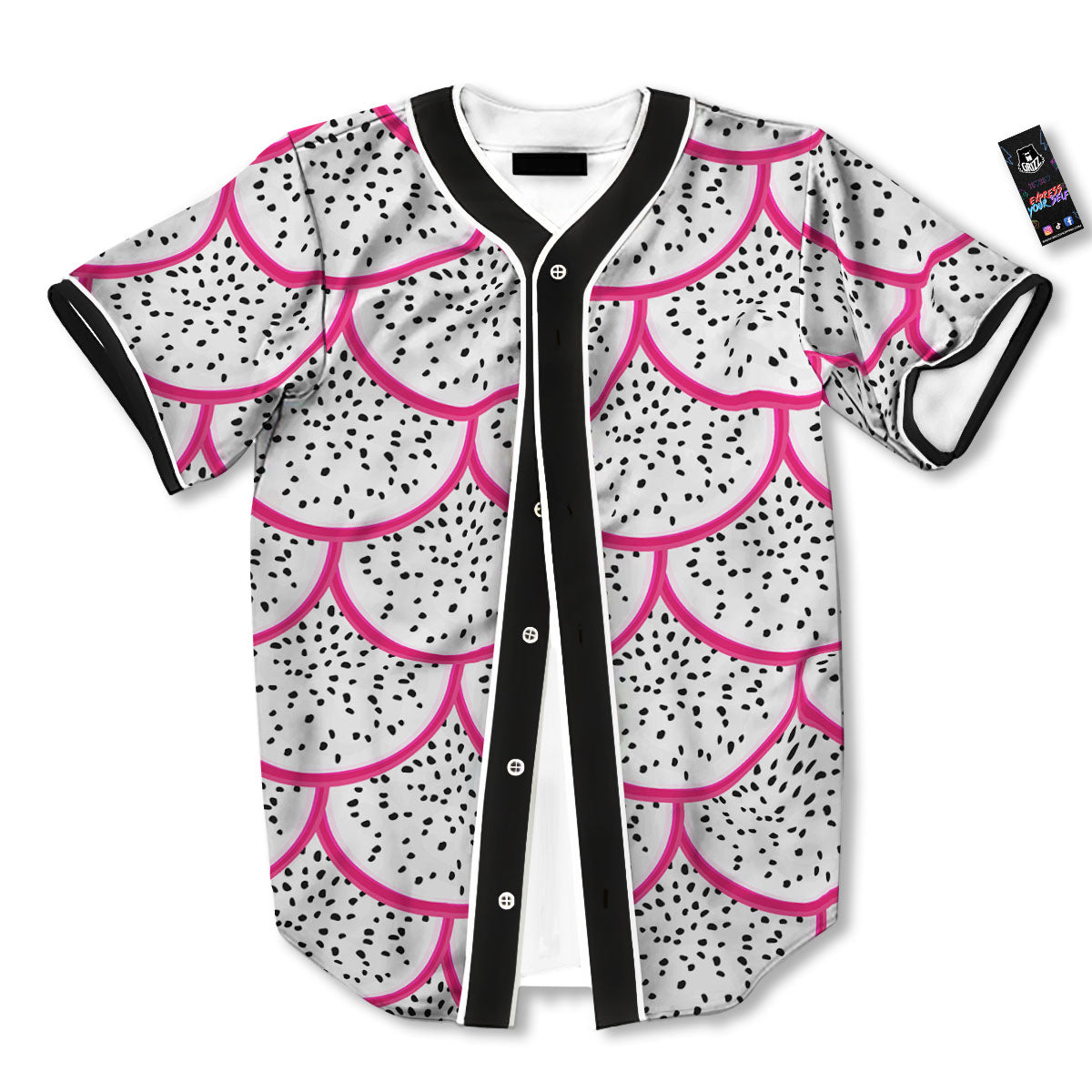 Pitaya Pattern Print Baseball Jersey-grizzshop