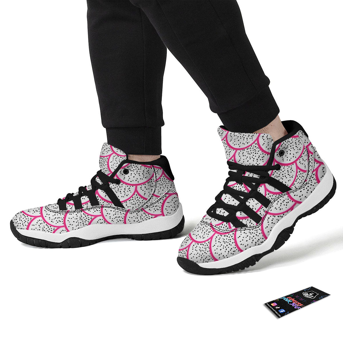 Pitaya Pattern Print Black Bball Shoes-grizzshop