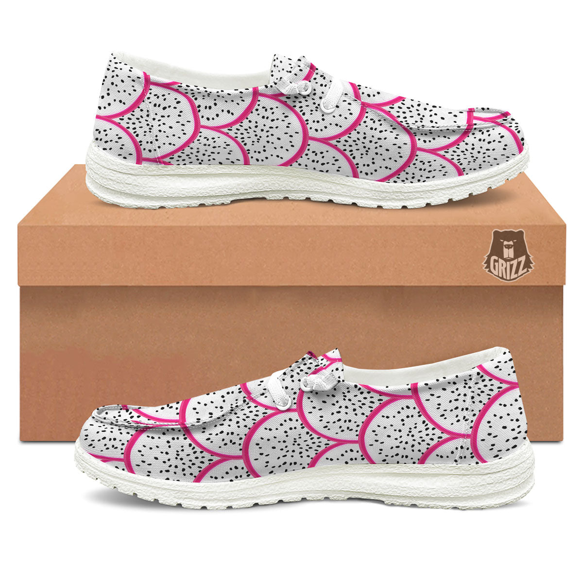 Pitaya Pattern Print Black Loafers-grizzshop