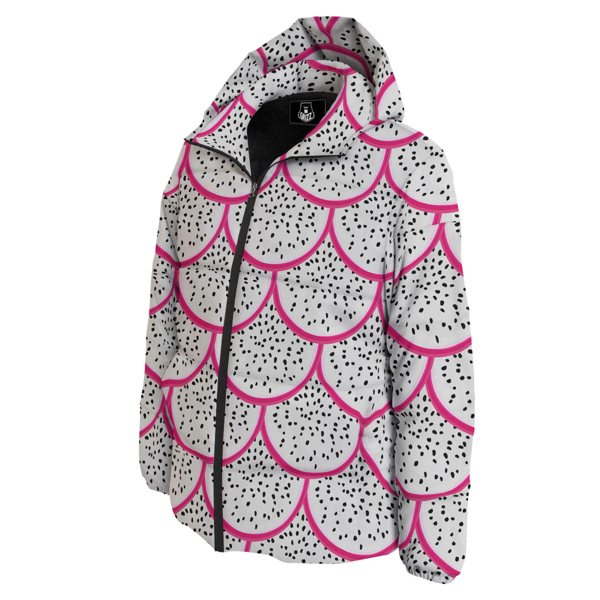 Pitaya Pattern Print Down Jacket-grizzshop