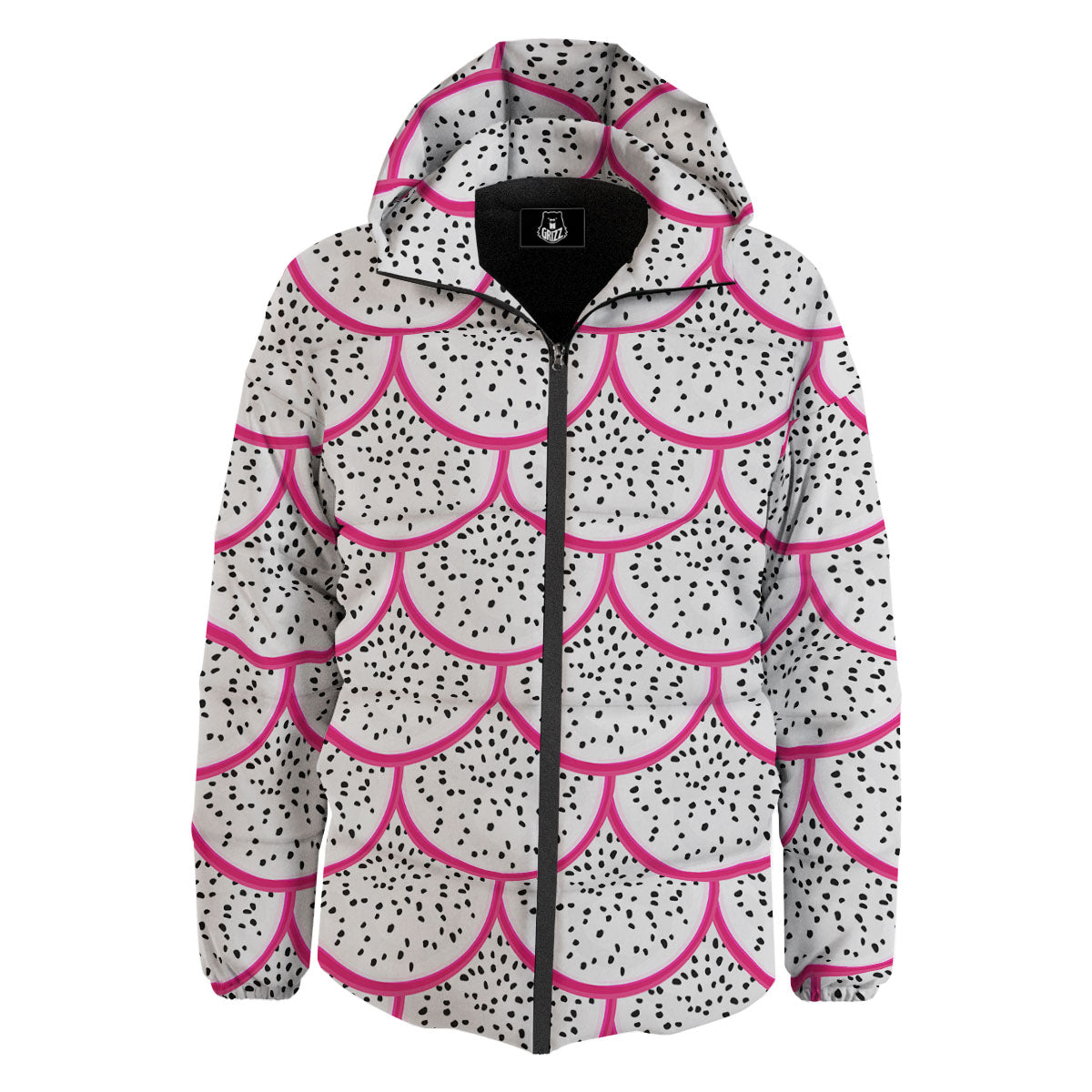 Pitaya Pattern Print Down Jacket-grizzshop