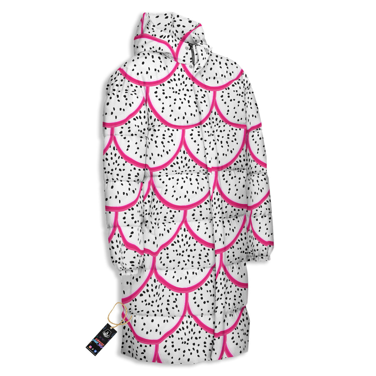Pitaya Pattern Print Long Down Jacket-grizzshop