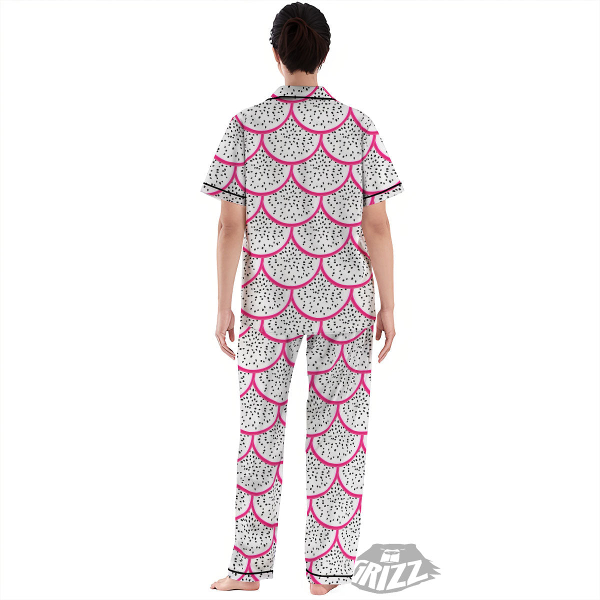 Pitaya Pattern Print Women's Pajamas Set-grizzshop