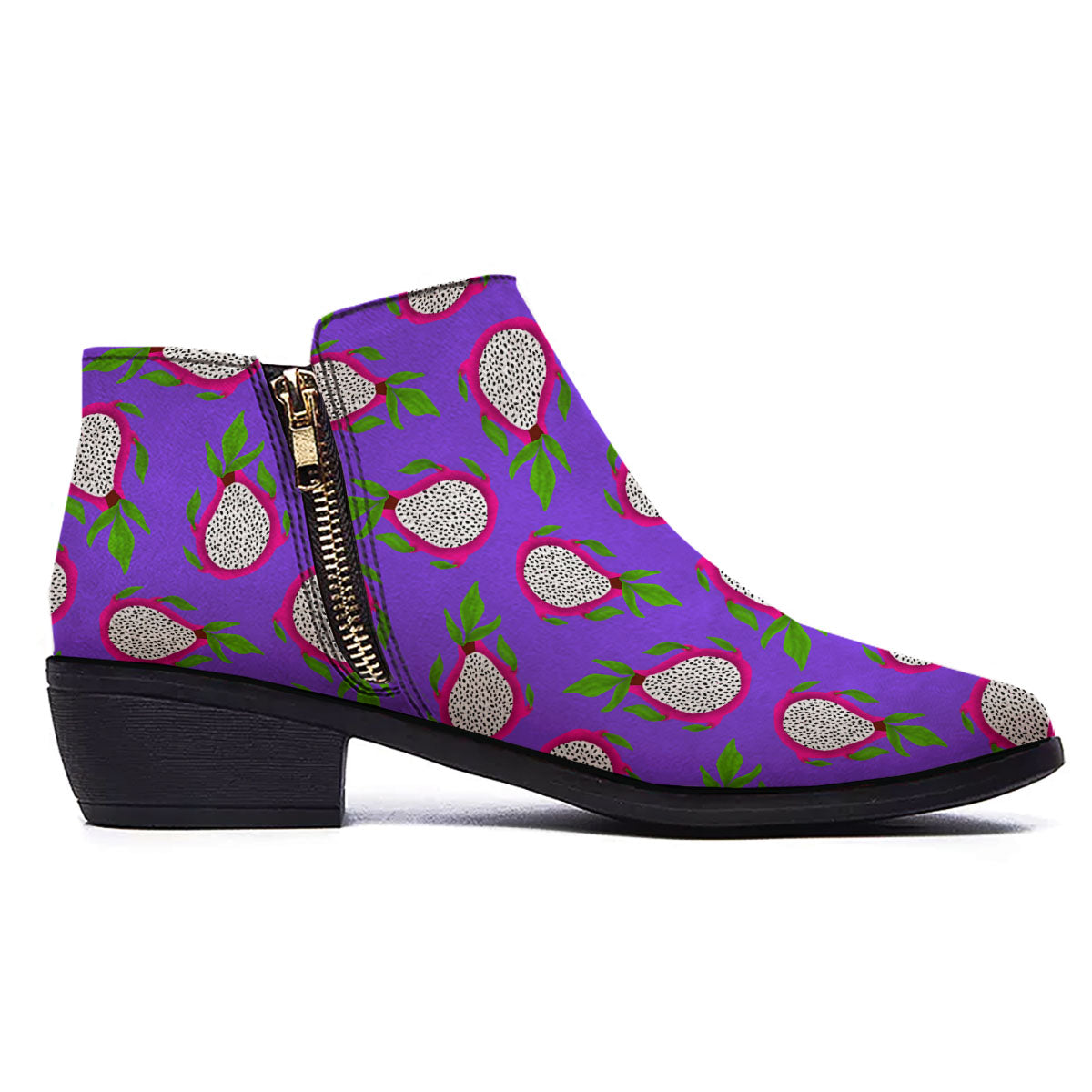 Pitaya Purple Print Pattern Ankle Boots-grizzshop