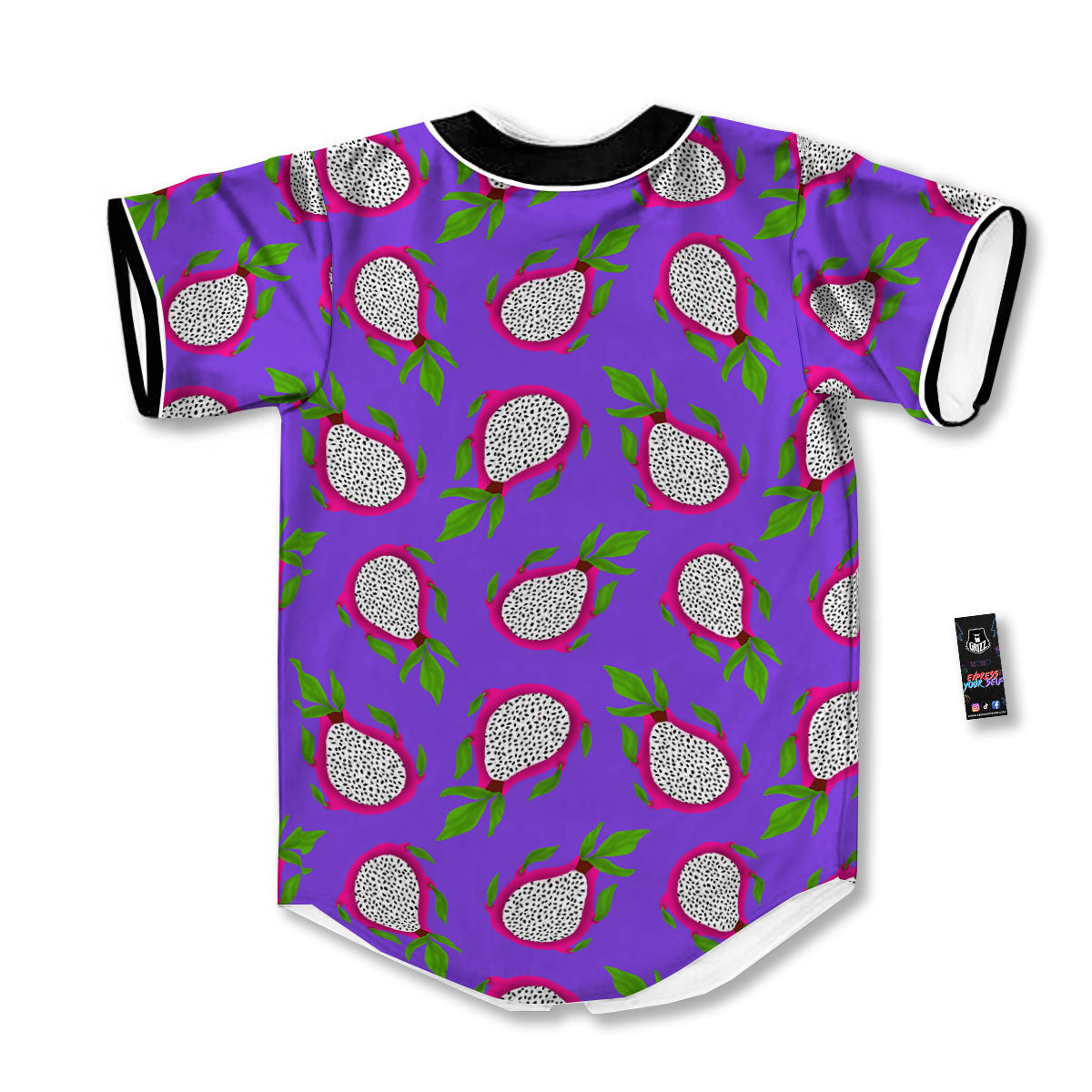 Pitaya Purple Print Pattern Baseball Jersey-grizzshop