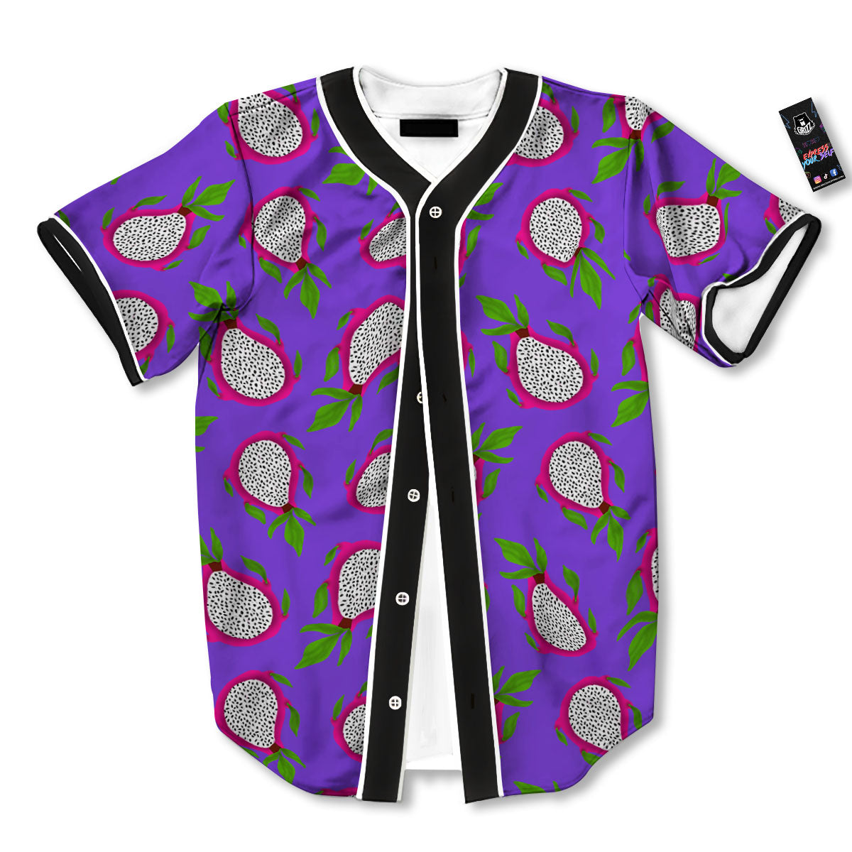 Pitaya Purple Print Pattern Baseball Jersey-grizzshop