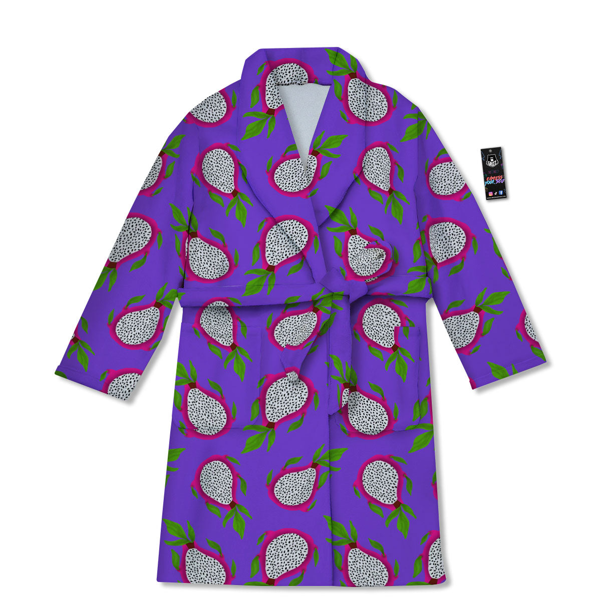 Pitaya Purple Print Pattern Bathrobe-grizzshop