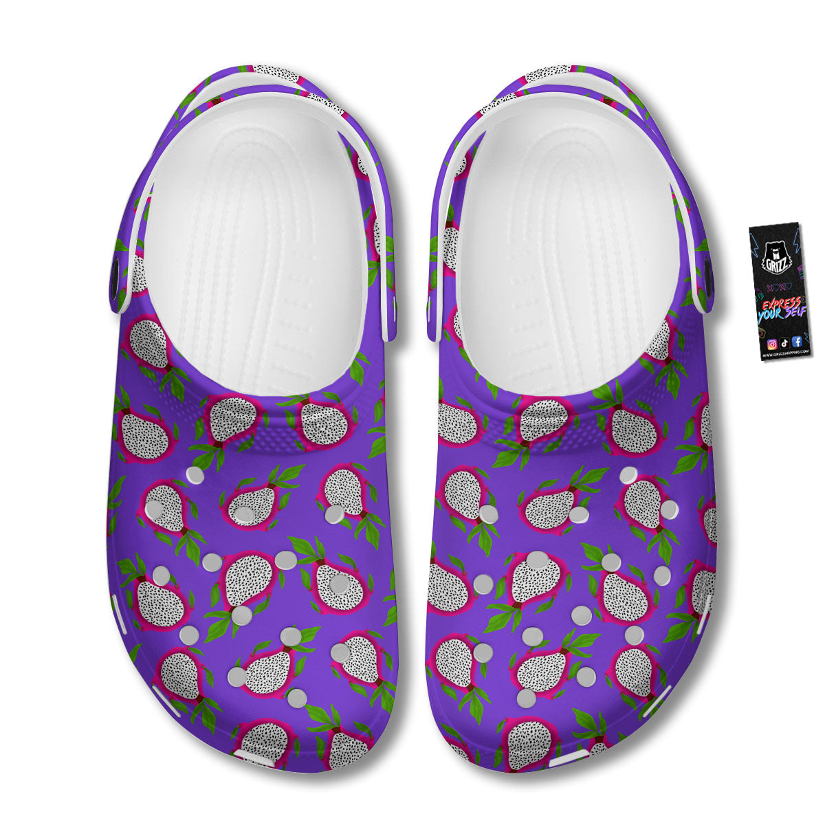 Pitaya Purple Print Pattern Clog-grizzshop