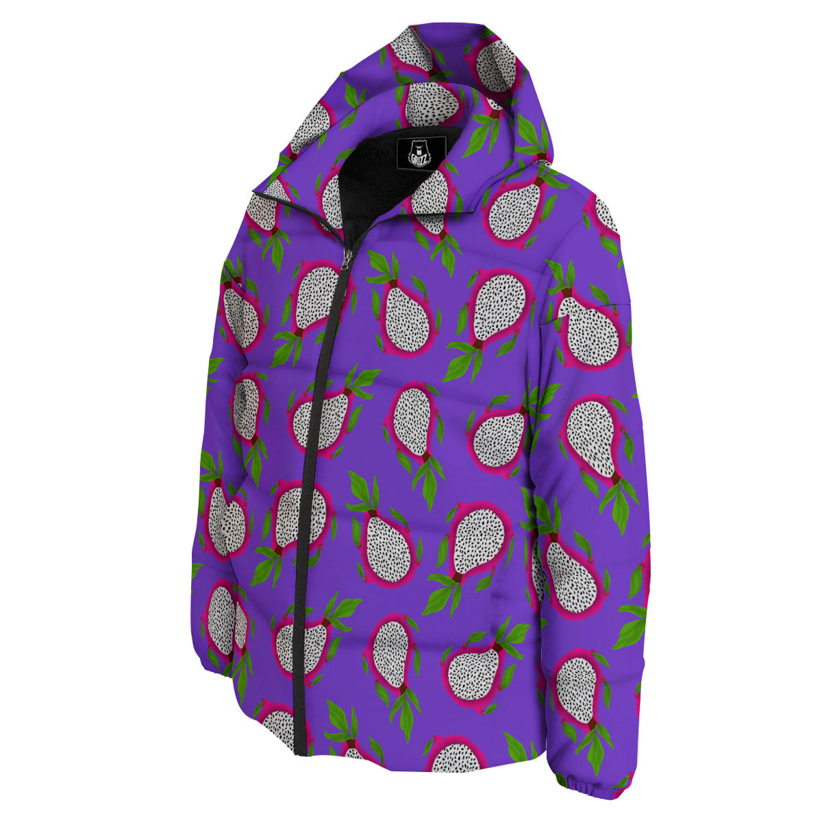 Pitaya Purple Print Pattern Down Jacket-grizzshop