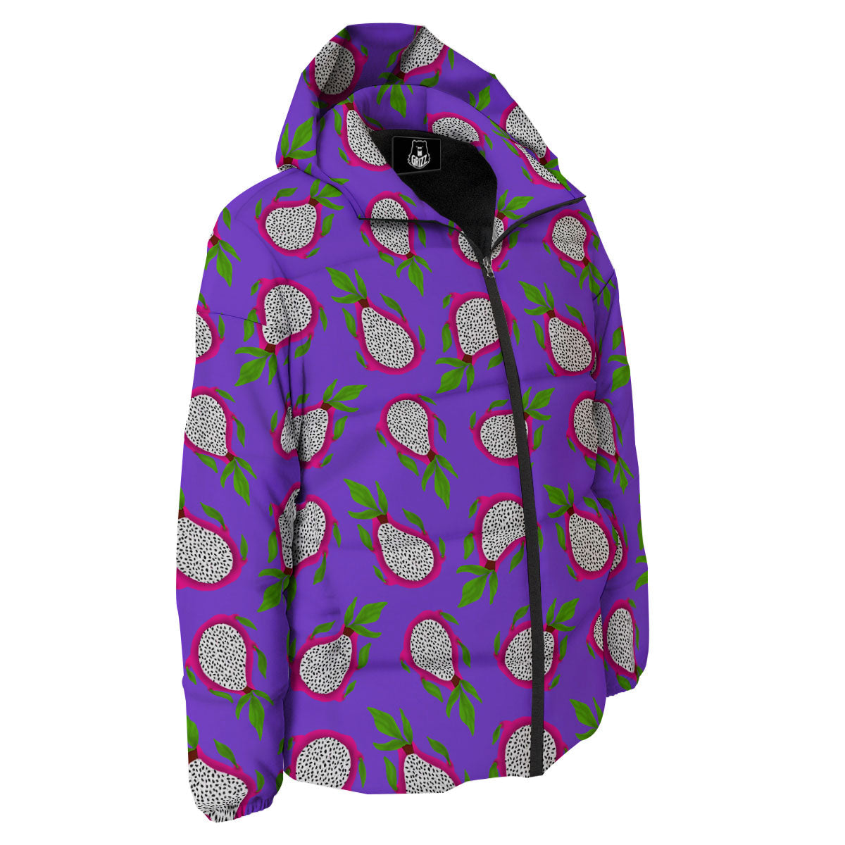 Pitaya Purple Print Pattern Down Jacket-grizzshop