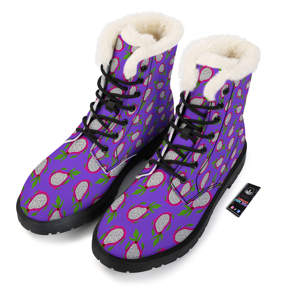 Pitaya Purple Print Pattern Winter Boots-grizzshop