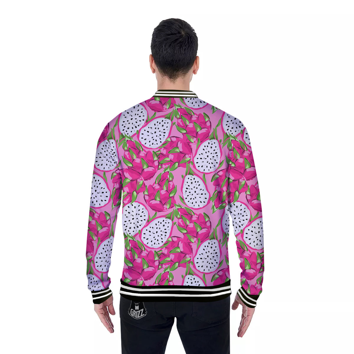 Pitaya Tropical Print Pattern Baseball Jacket-grizzshop