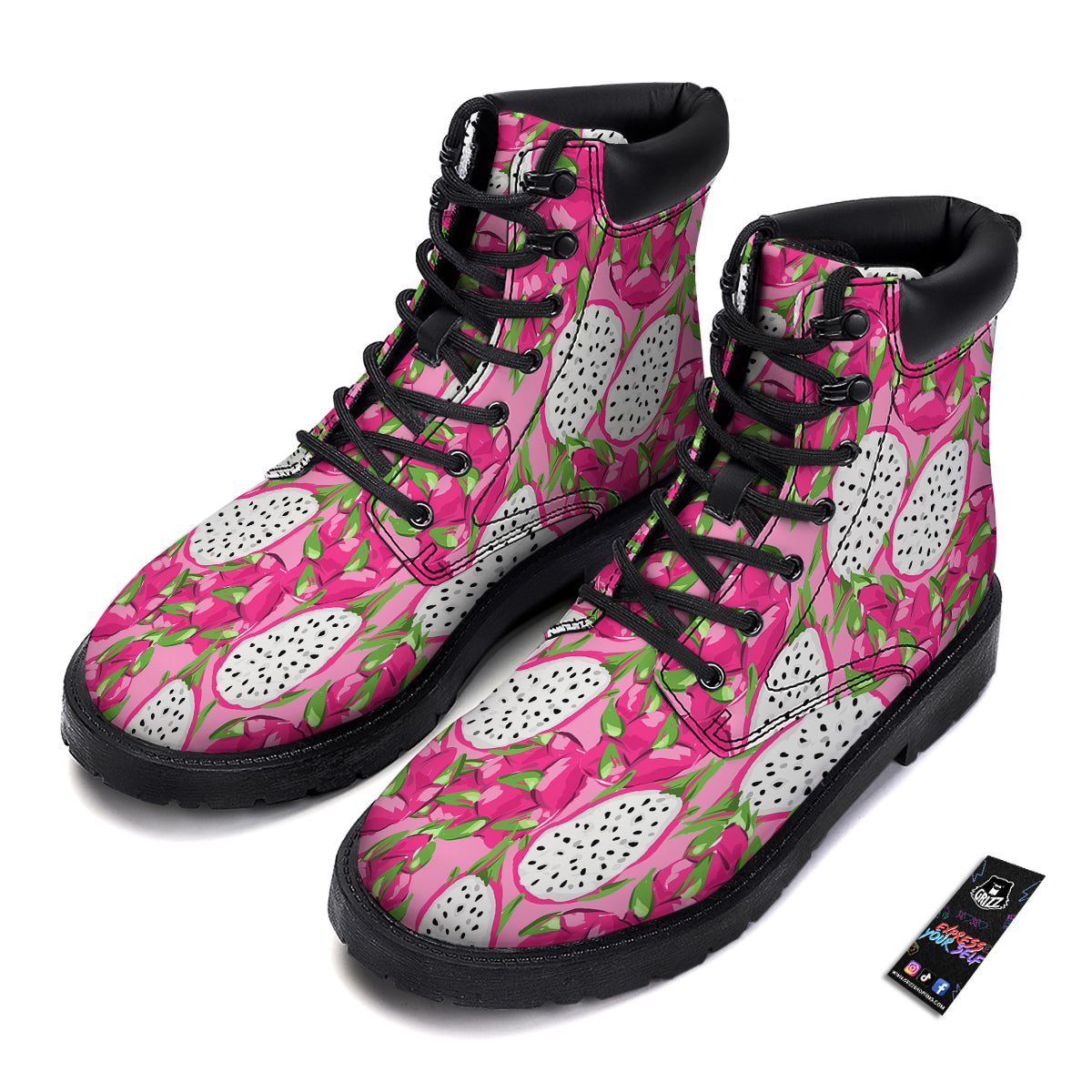 Pitaya Tropical Print Pattern Boots-grizzshop