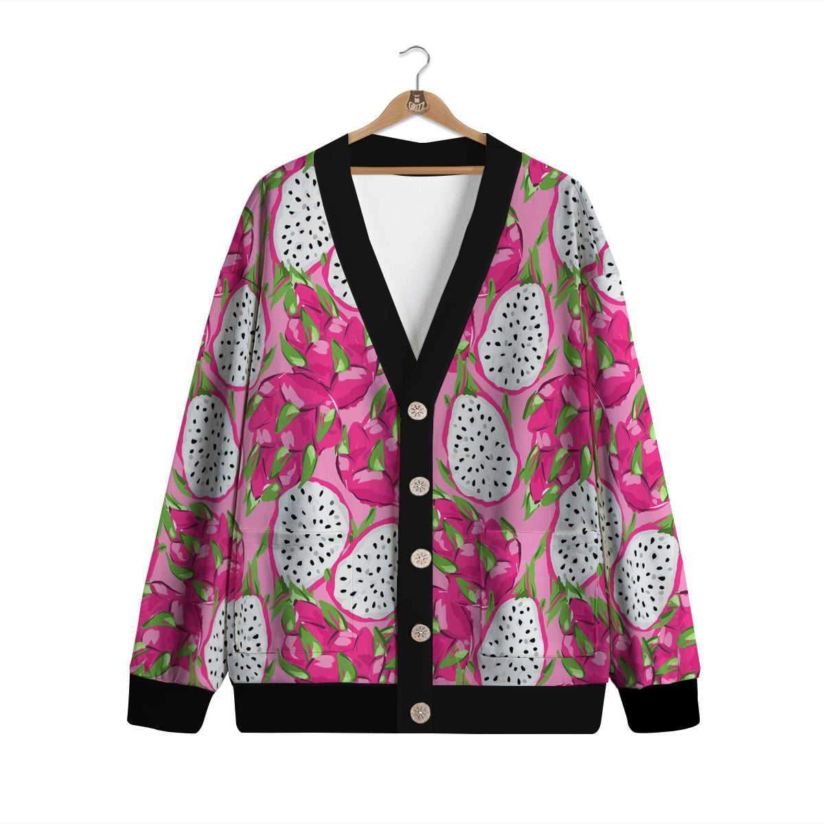 Pitaya Tropical Print Pattern Cardigan-grizzshop