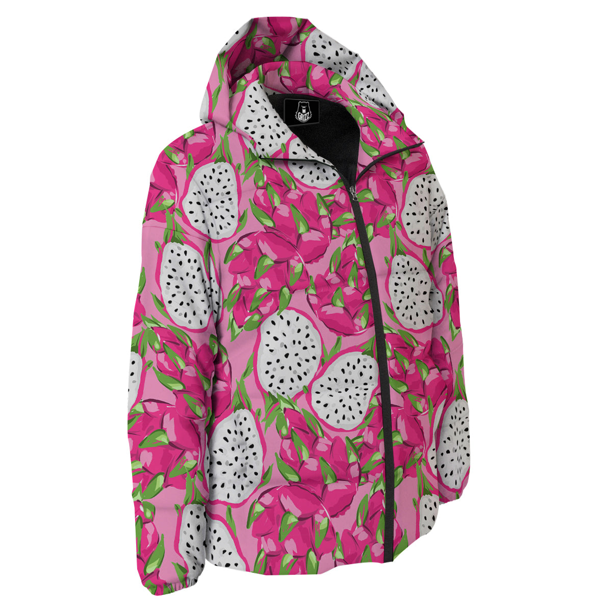 Pitaya Tropical Print Pattern Down Jacket-grizzshop