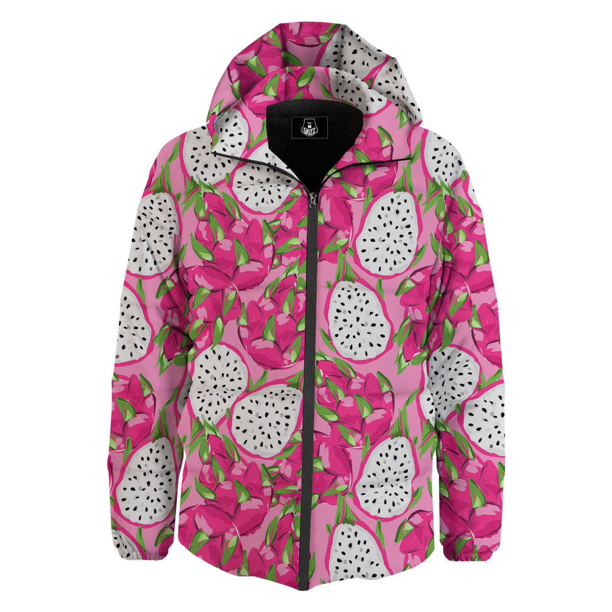 Pitaya Tropical Print Pattern Down Jacket-grizzshop