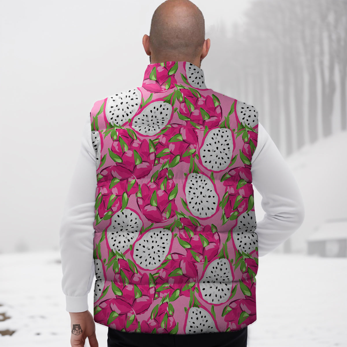 Pitaya Tropical Print Pattern Down Vest-grizzshop