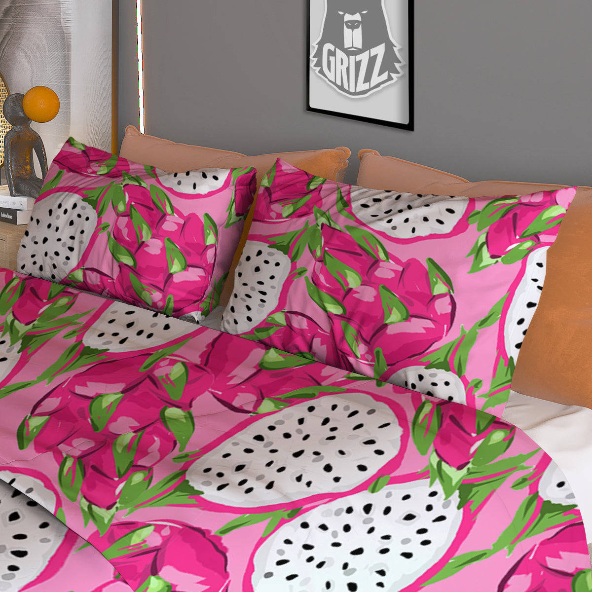 Pitaya Tropical Print Pattern Duvet Cover Bedding Set-grizzshop