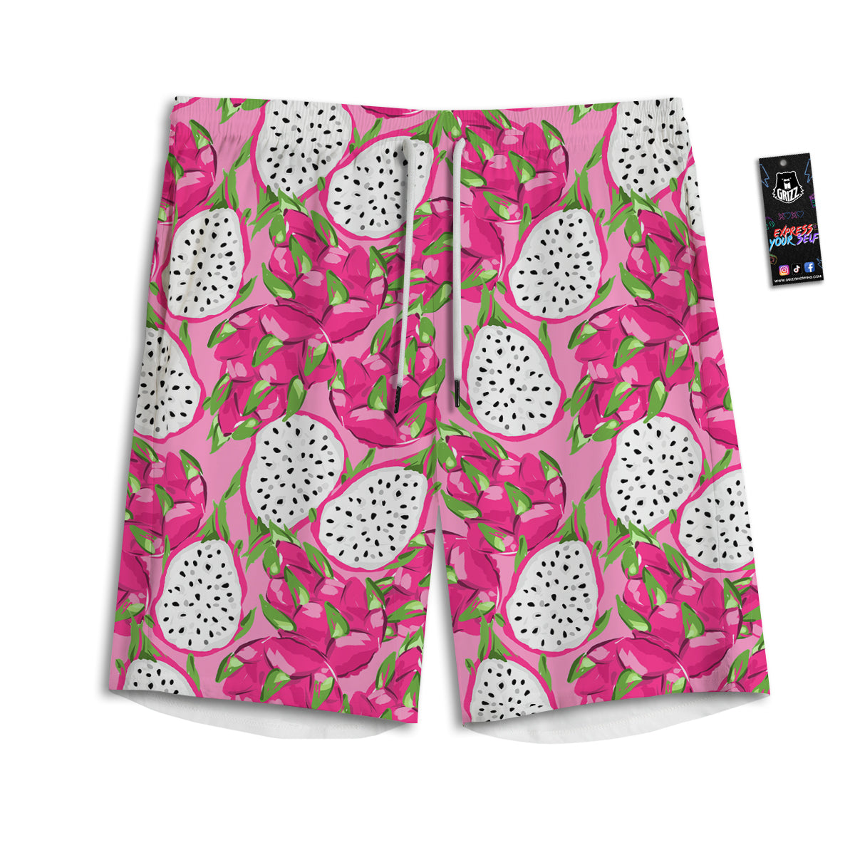 Pitaya Tropical Print Pattern Men's Athletic Shorts-grizzshop