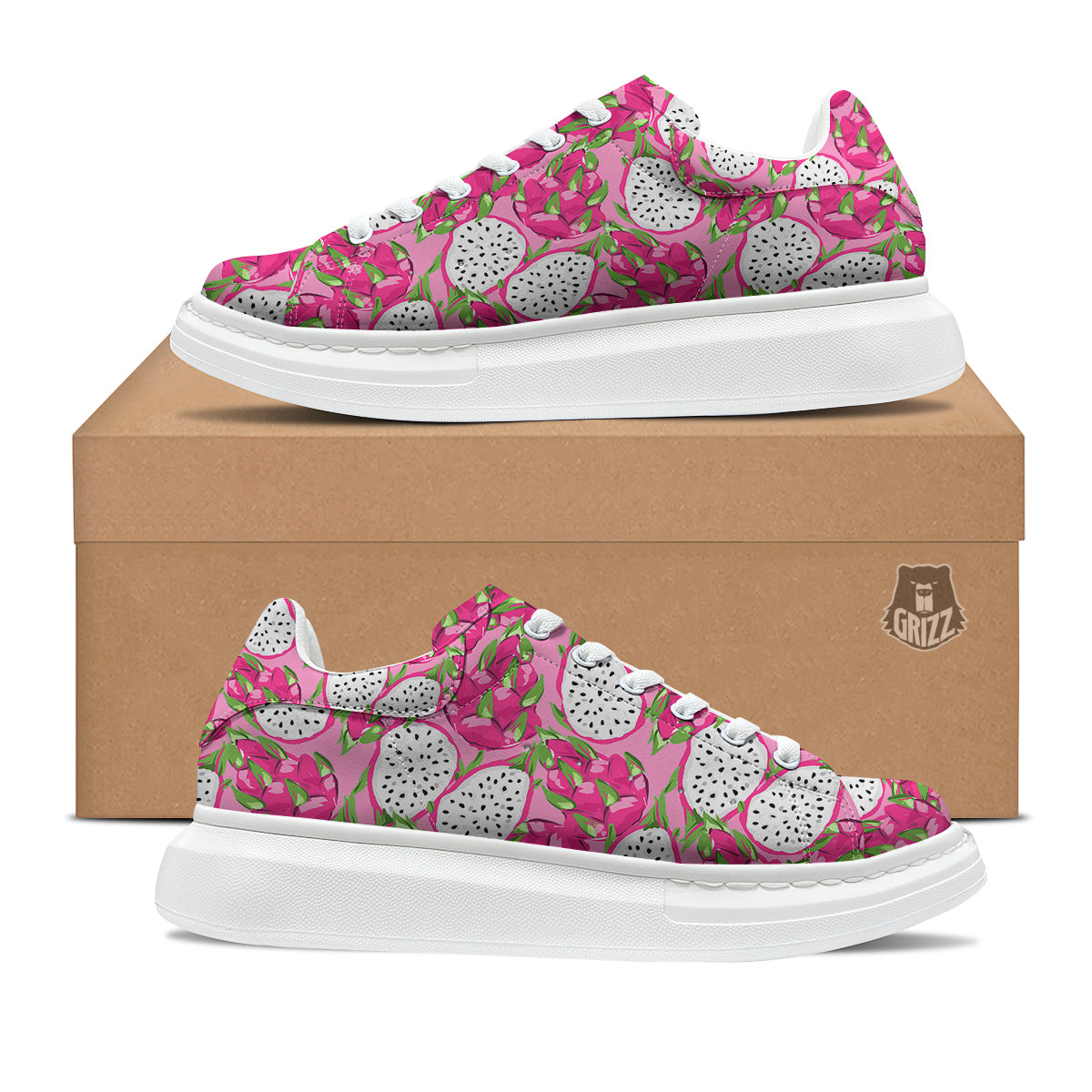 Pitaya Tropical Print Pattern Platform Shoes-grizzshop