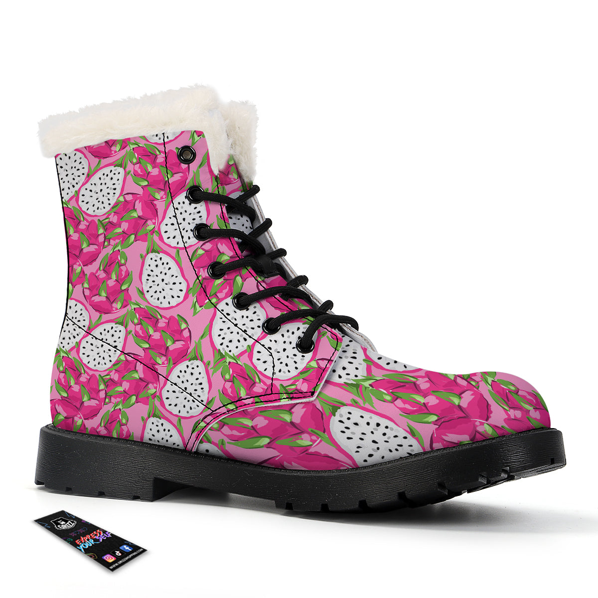 Pitaya Tropical Print Pattern Winter Boots-grizzshop
