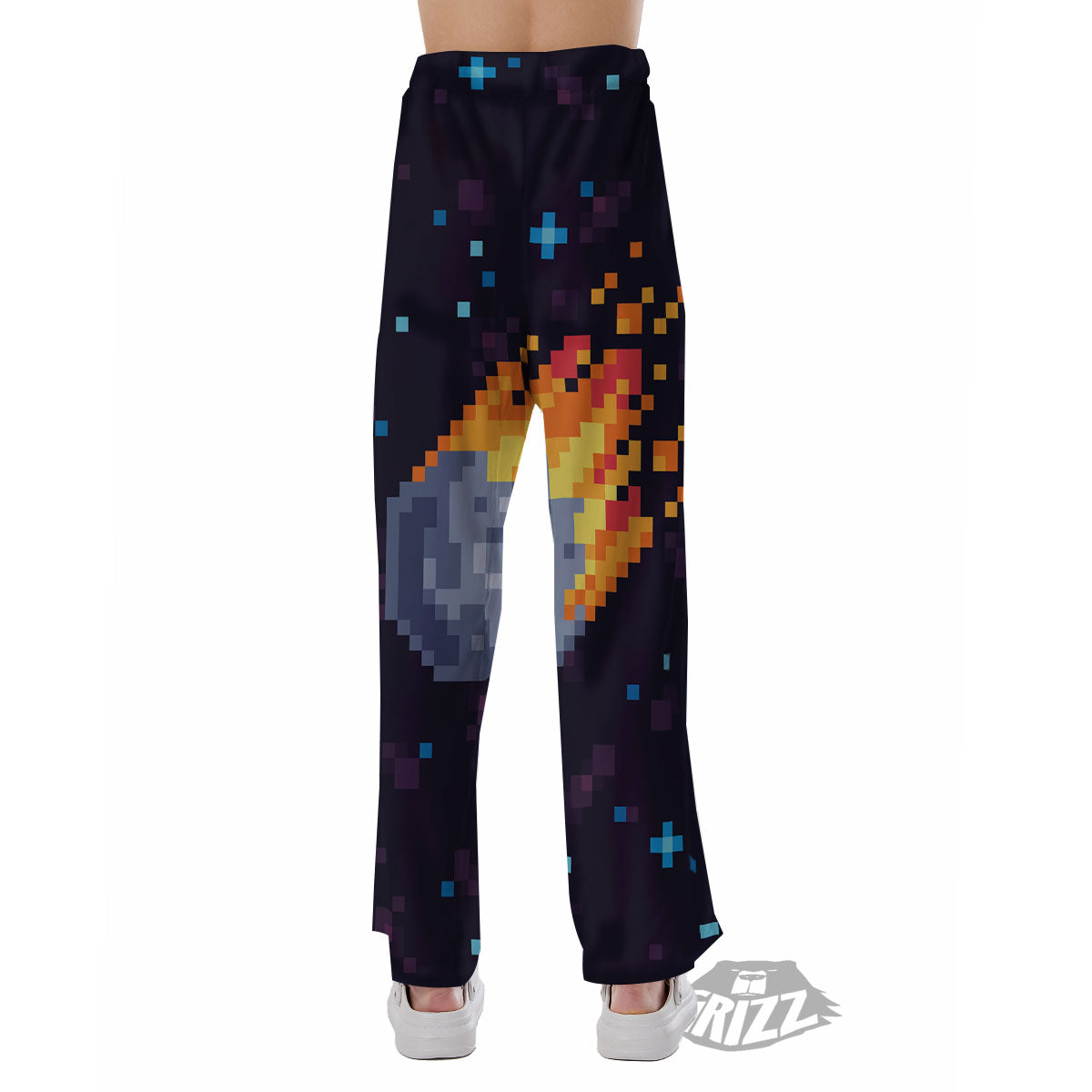 Pixel 8 Bit Meteorite Burnning Print Pajama Pants-grizzshop
