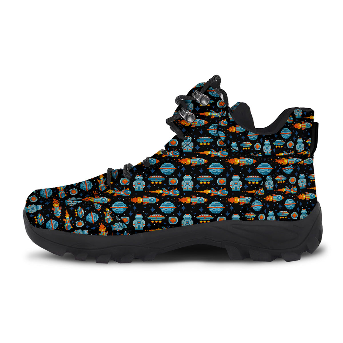 Pixel Art Space 8 Bit Print Pattern Hiking Shoes-grizzshop