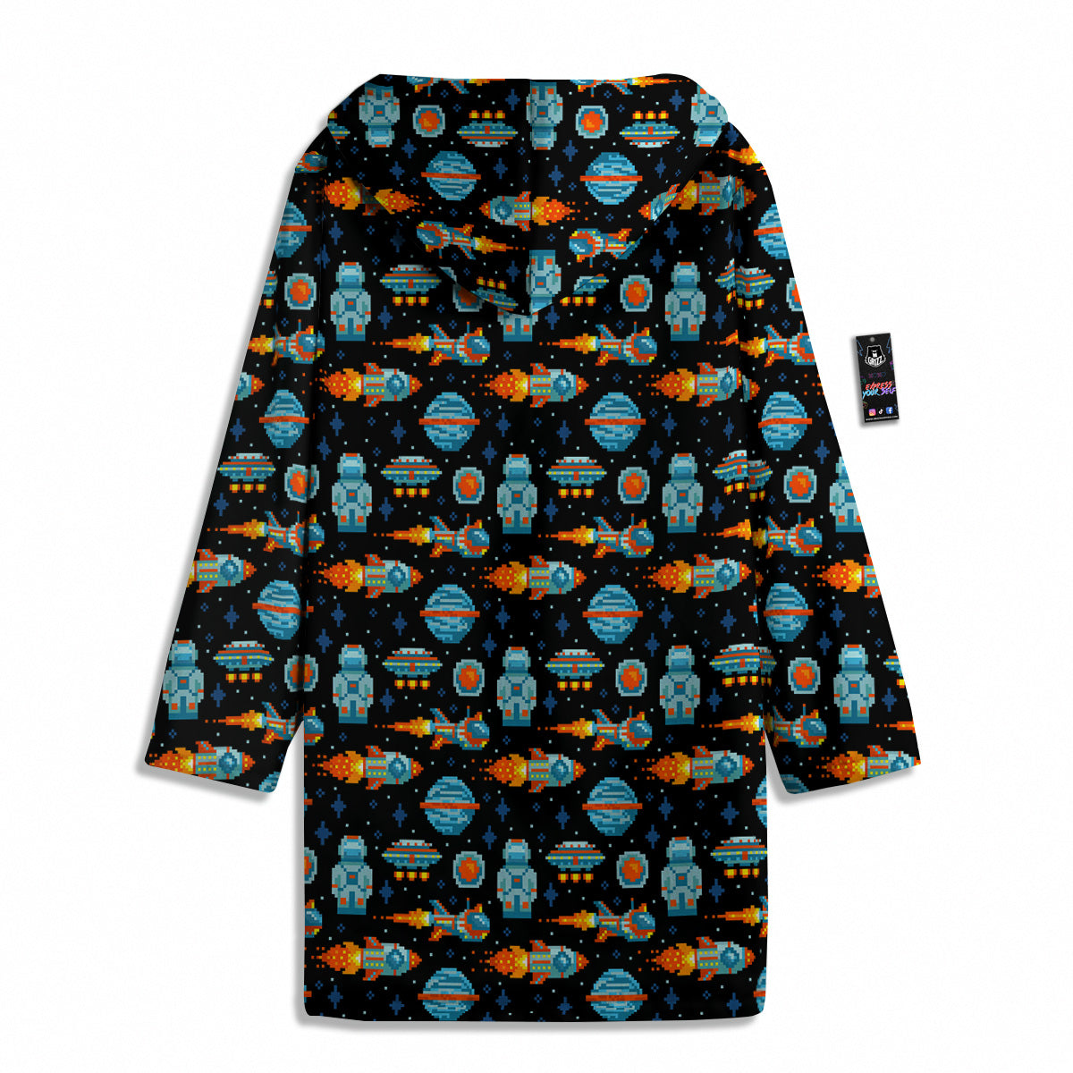 Pixel Art Space 8 Bit Print Pattern Men's Windbreaker Jacket-grizzshop