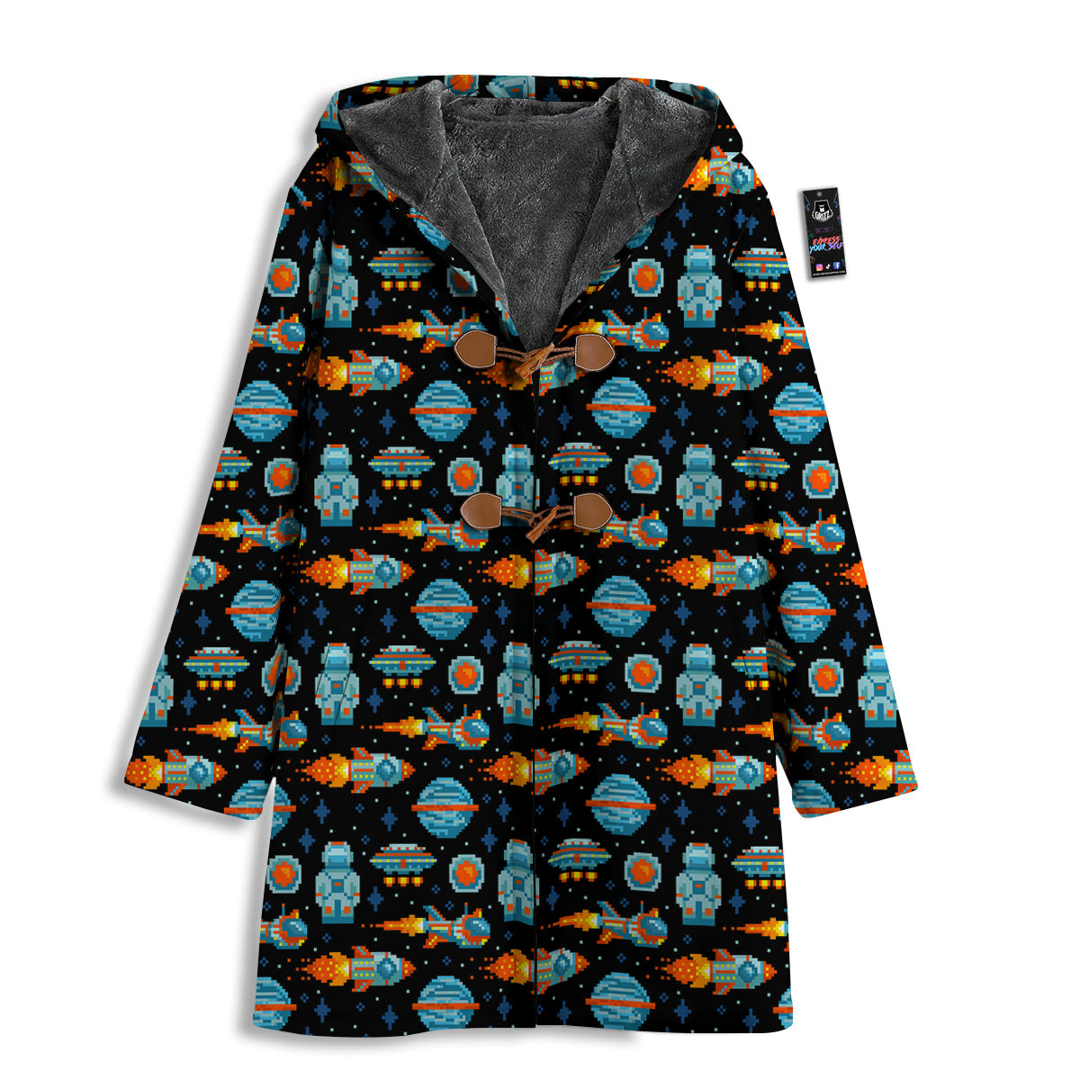 Pixel Art Space 8 Bit Print Pattern Men's Windbreaker Jacket-grizzshop