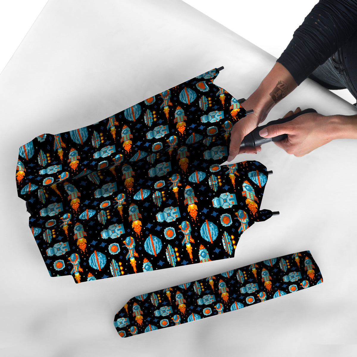 Pixel Art Space 8 Bit Print Pattern Umbrella-grizzshop