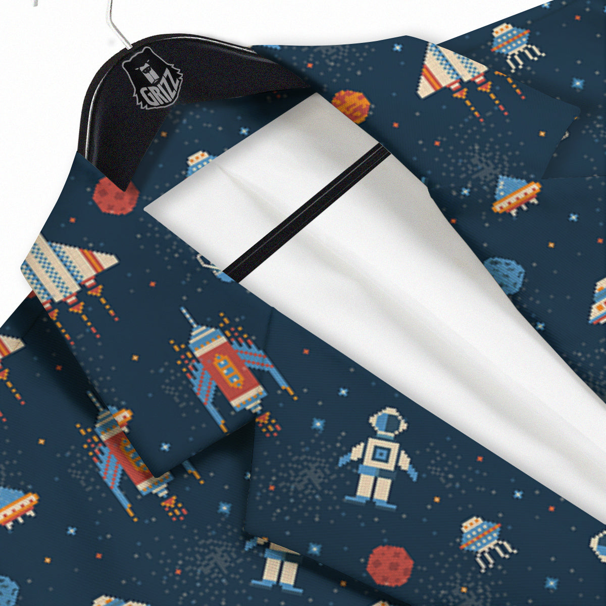 Pixel Space And Astronaut Print Pattern Men's Sport Coat-grizzshop