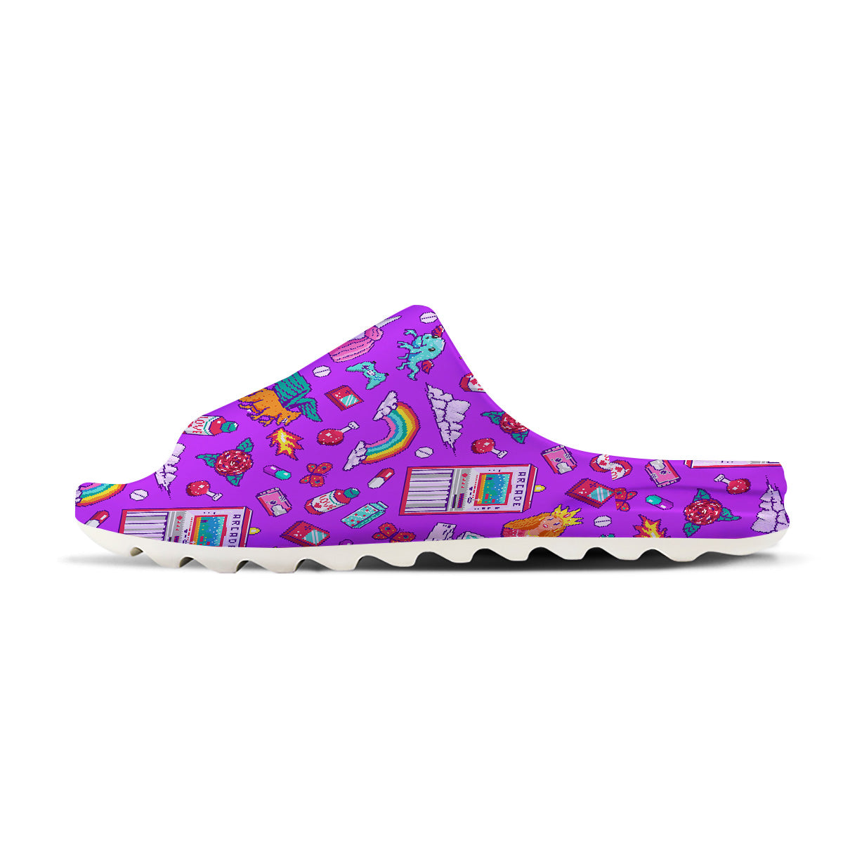Pixel Art 8 Bit Pink Print Pattern Sandals-grizzshop