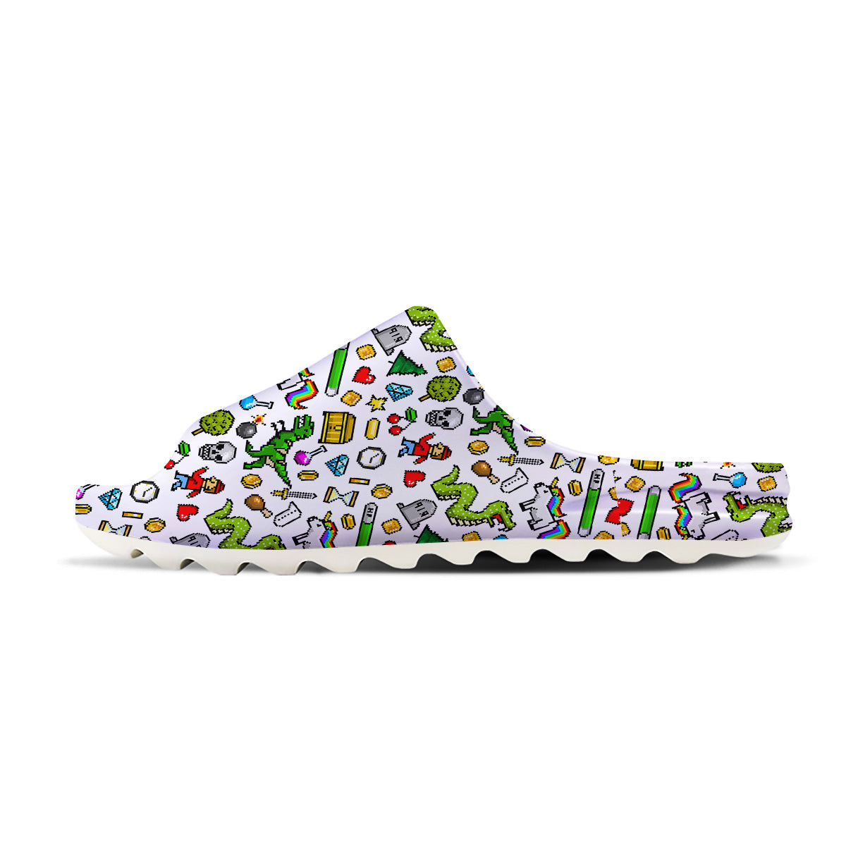 Pixel Art 8 Bit Retro Cartoon Print Pattern Sandals-grizzshop