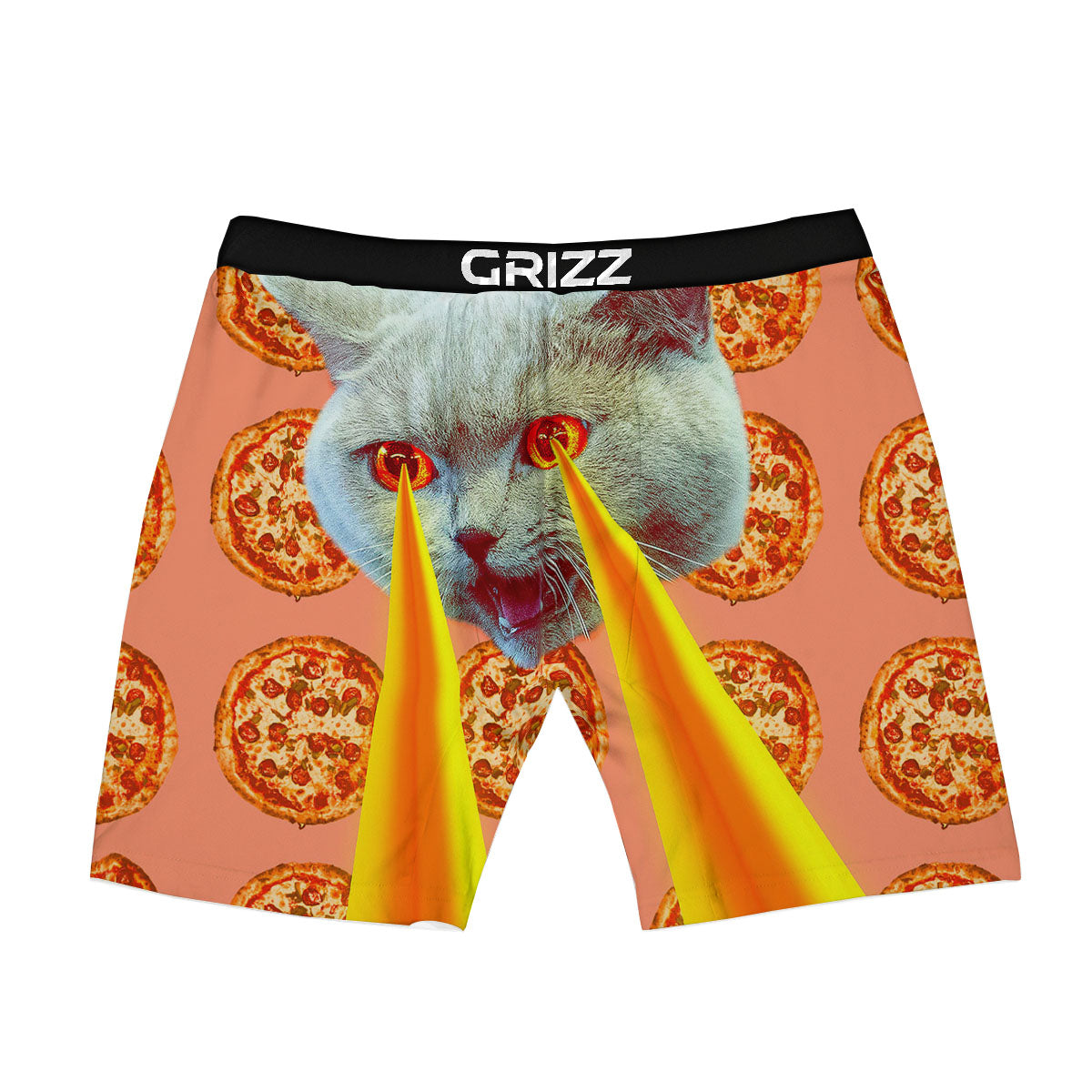 Pizza And Cat Print Boxer Briefs-grizzshop