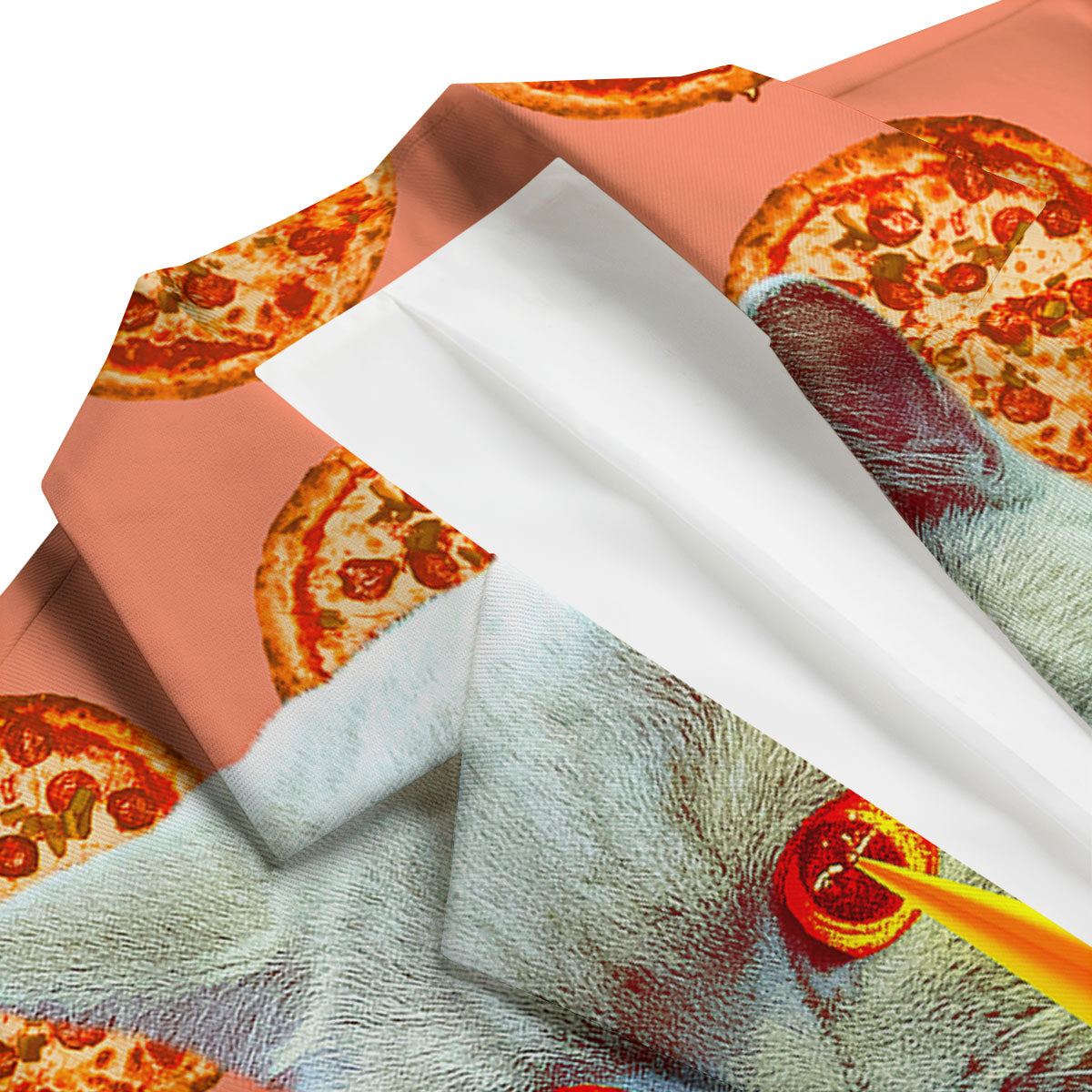 Pizza And Cat Print Men's Blazer-grizzshop