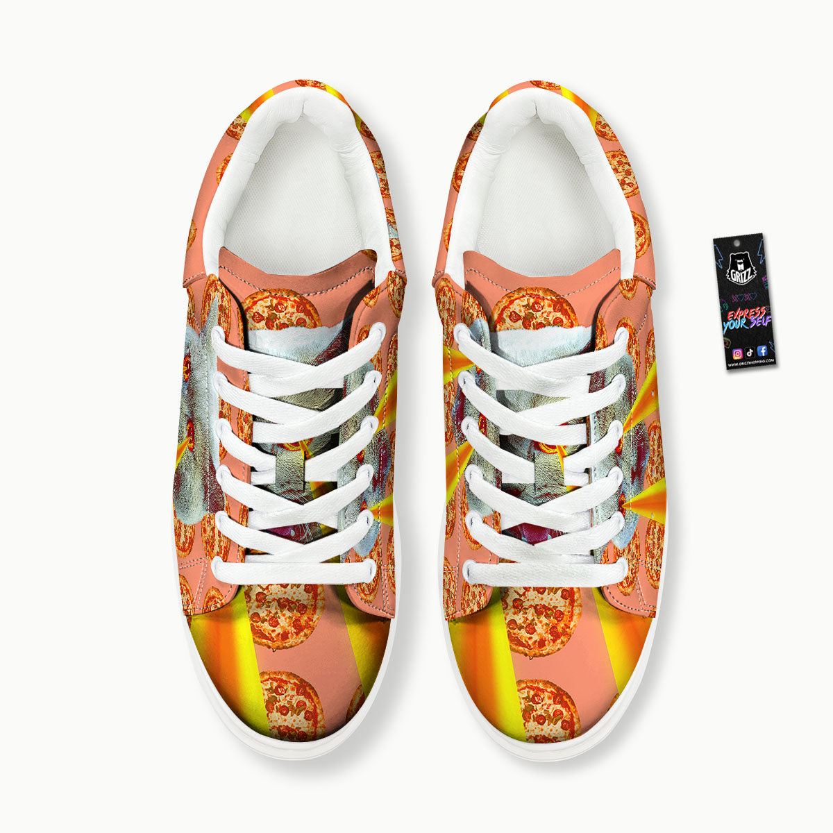 Pizza And Cat Print Platform Shoes-grizzshop