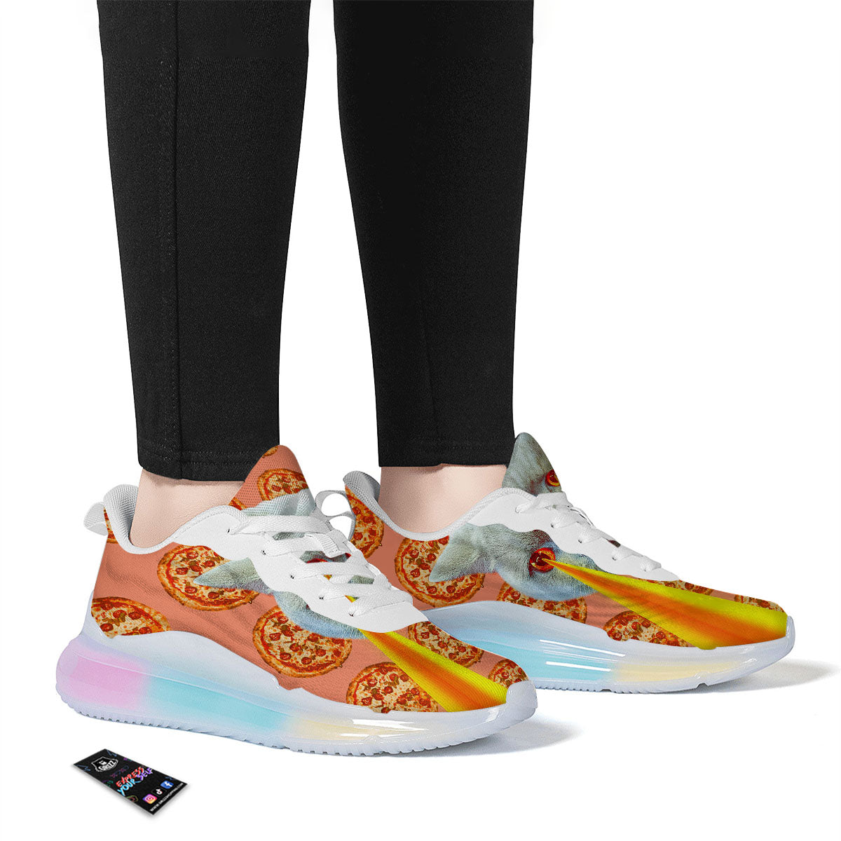 Pizza And Cat Print Running Sneakers-grizzshop