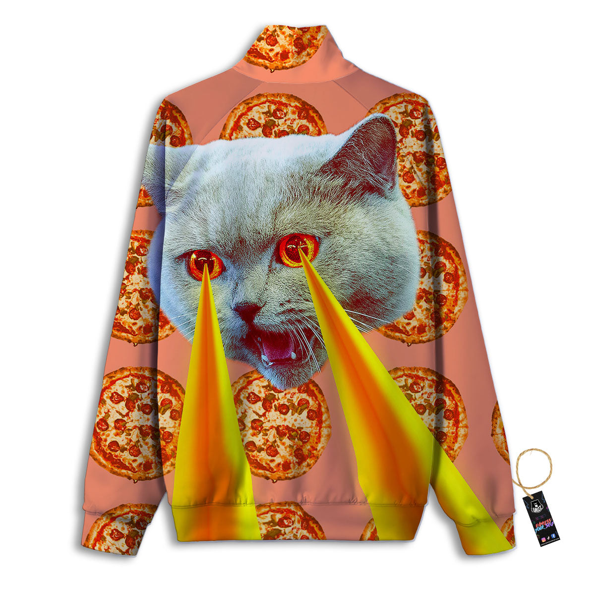 Pizza And Cat Print Track Jacket-grizzshop