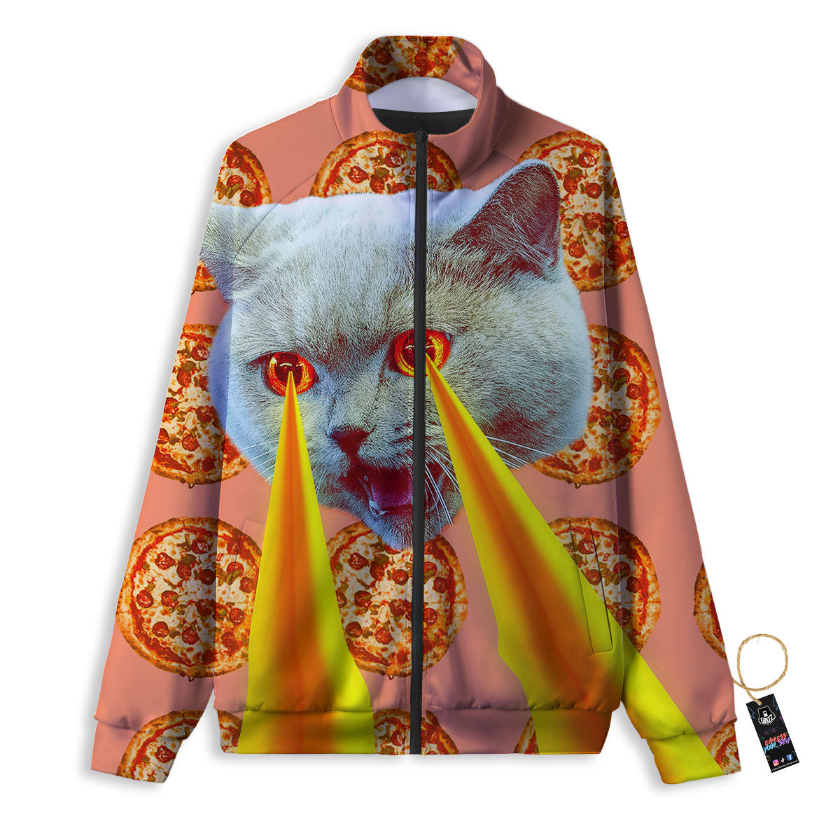 Pizza And Cat Print Track Jacket-grizzshop