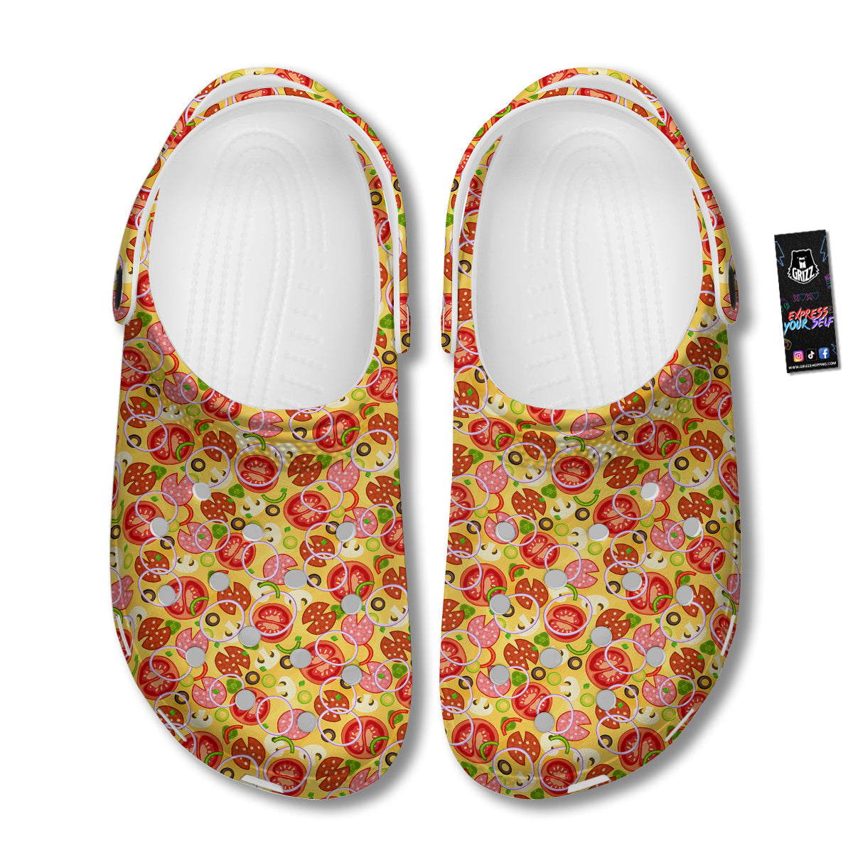 Pizza And Different Ingredients Print Pattern Clog-grizzshop