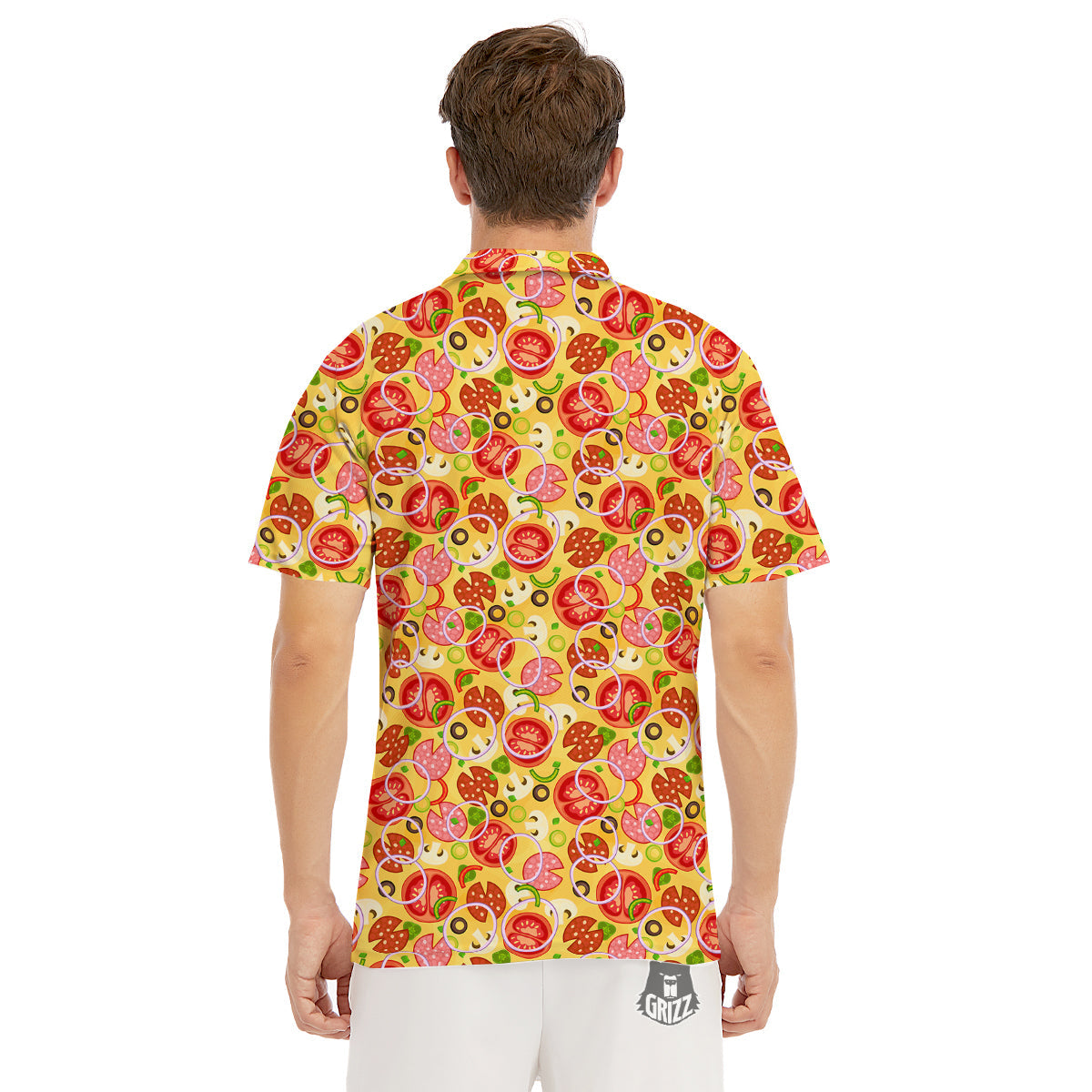 Pizza And Different Ingredients Print Pattern Men's Golf Shirts-grizzshop