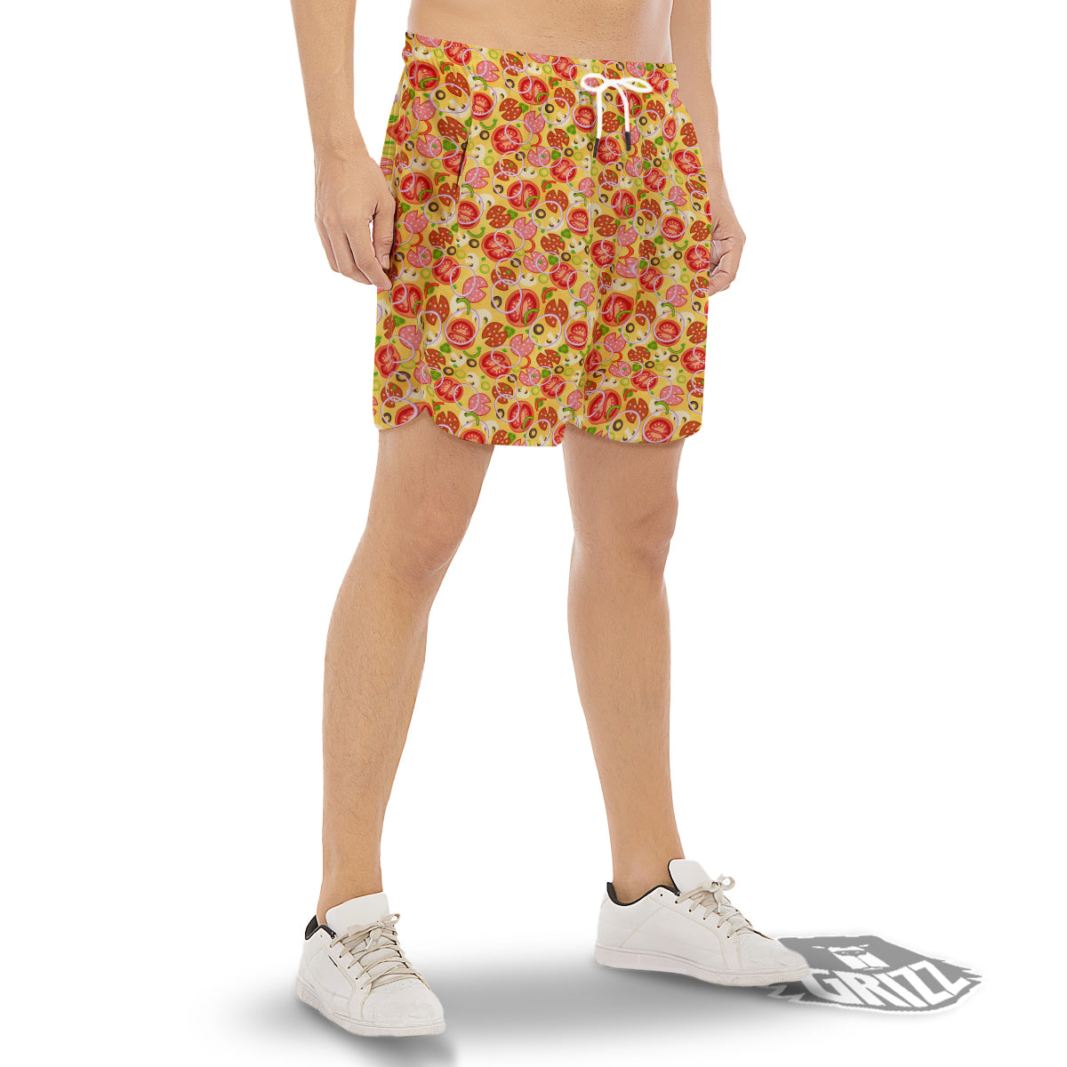 Pizza And Different Ingredients Print Pattern Men's Gym Shorts-grizzshop