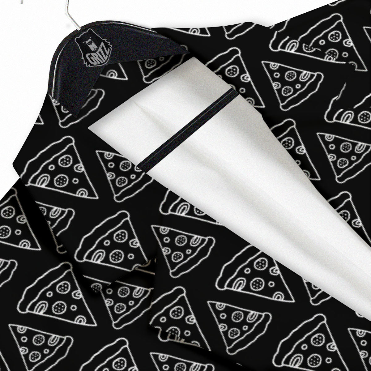 Pizza Black Print Pattern Men's Sport Coat-grizzshop