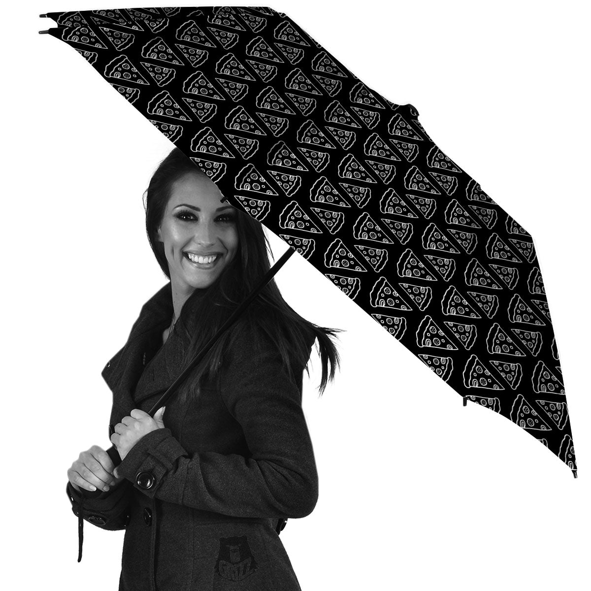 Pizza Black Print Pattern Umbrella-grizzshop