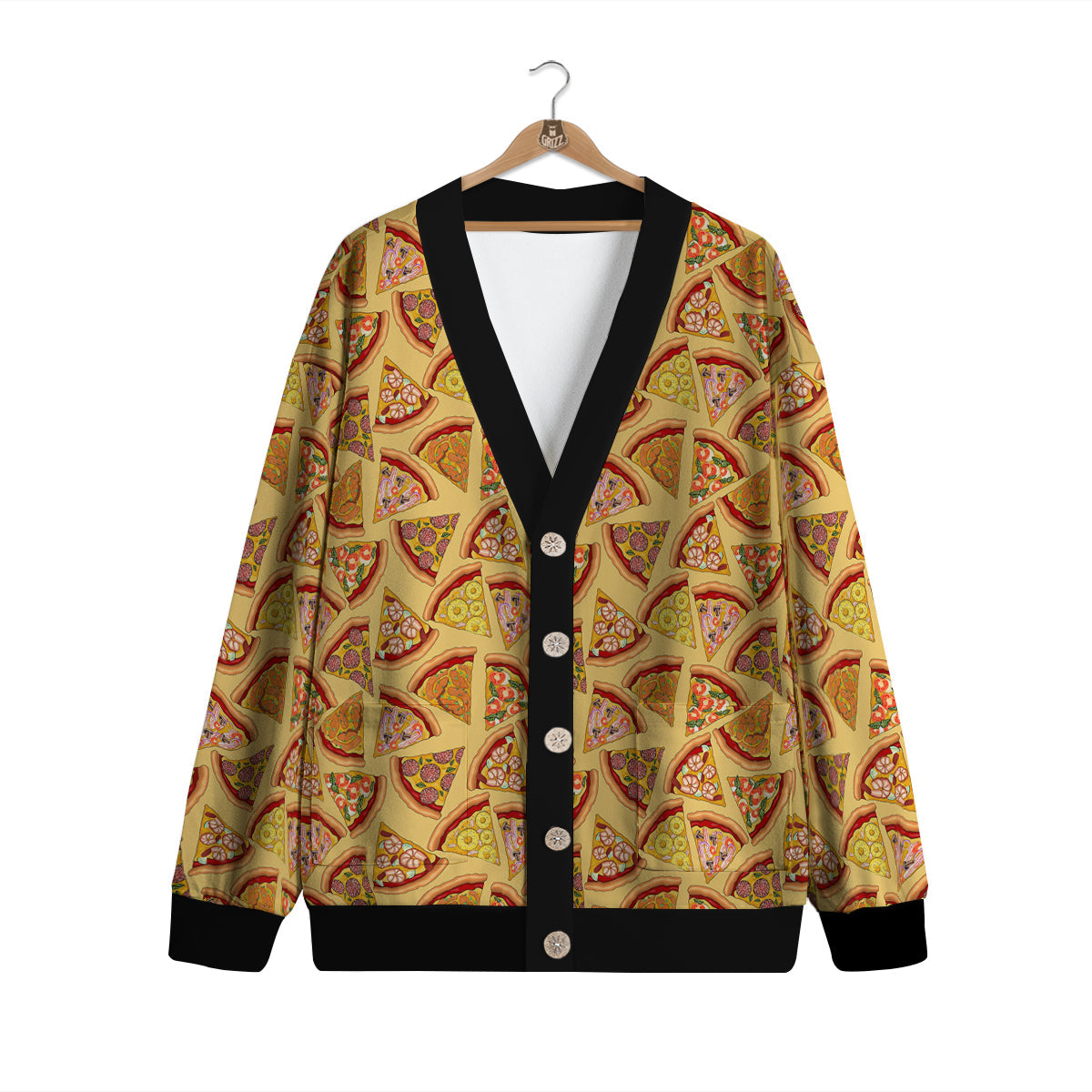 Pizza Fast Food Print Pattern Cardigan-grizzshop
