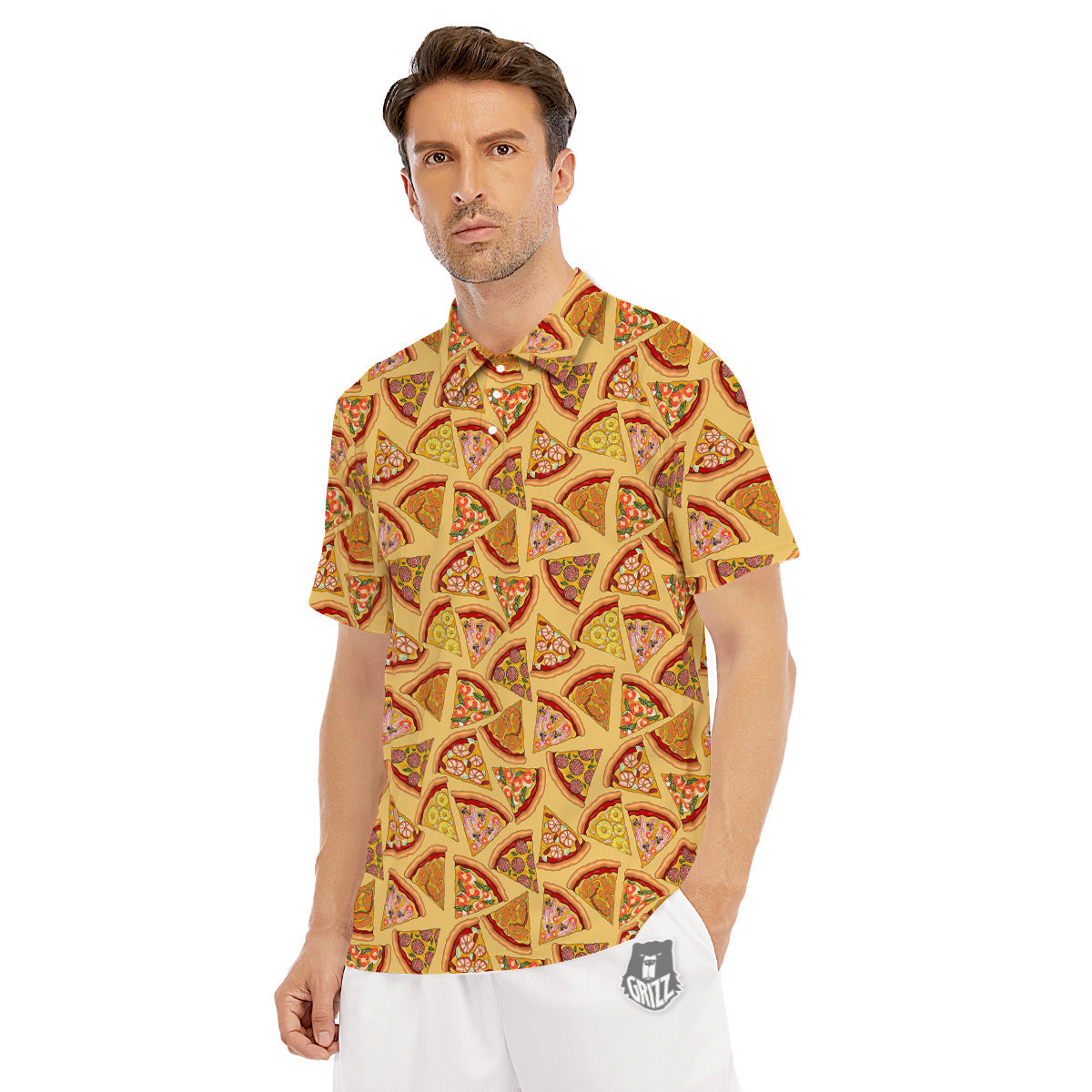 Pizza Fast Food Print Pattern Men's Golf Shirts-grizzshop
